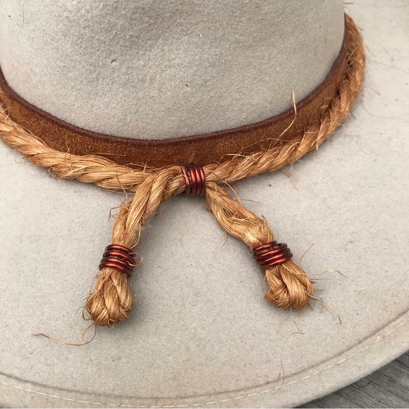 Shady Brady Small Wool Hat Western Ranch Rancher Rope Jute Leather Suede Cowboy - Picture 12 of 12